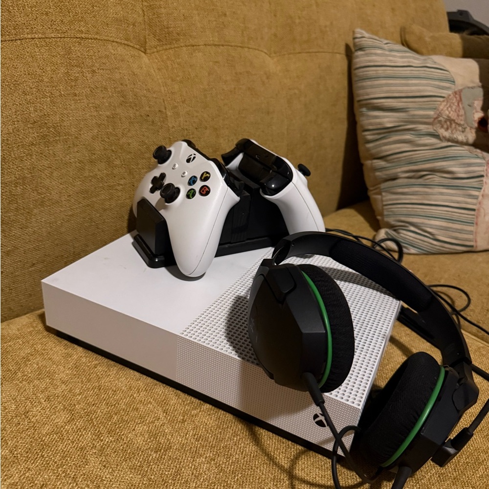 Xbox Series S with two Rechargeable Controllers and headset